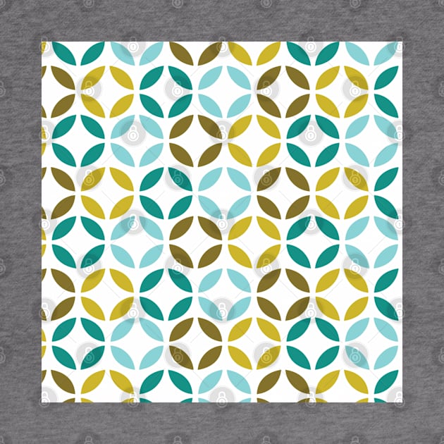 Mid Century Modern Teal Gold Petal Print by Shayna